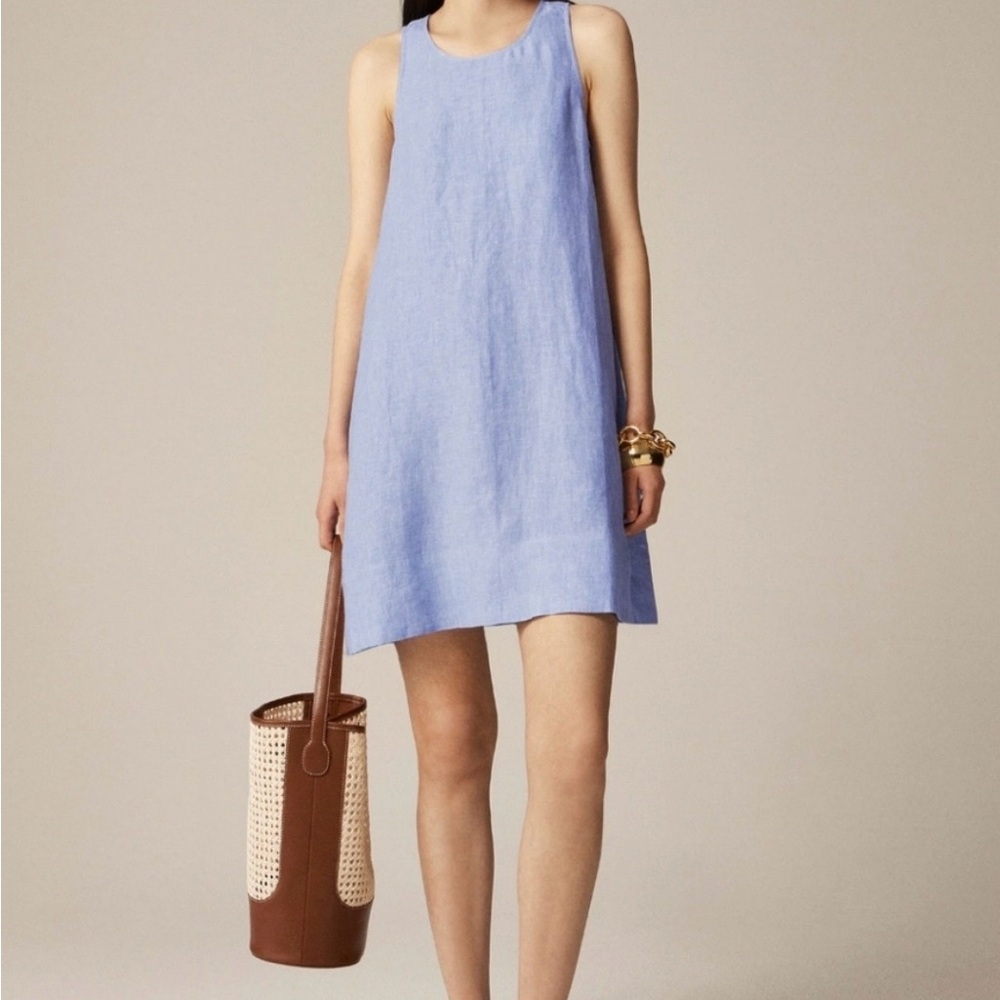 Maxine button back linen dress. French blue. Size M. NWOT